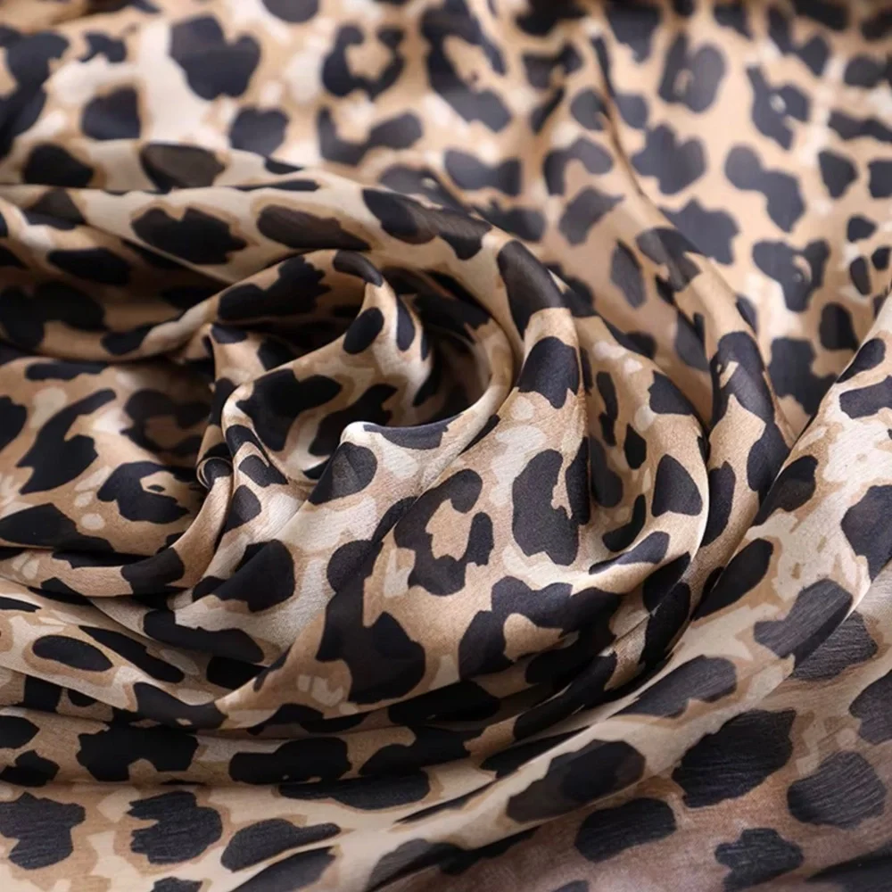 100% SILK SATIN Large Shawl Leopard Print Scarf Animal Print Wrap Coverup Gift